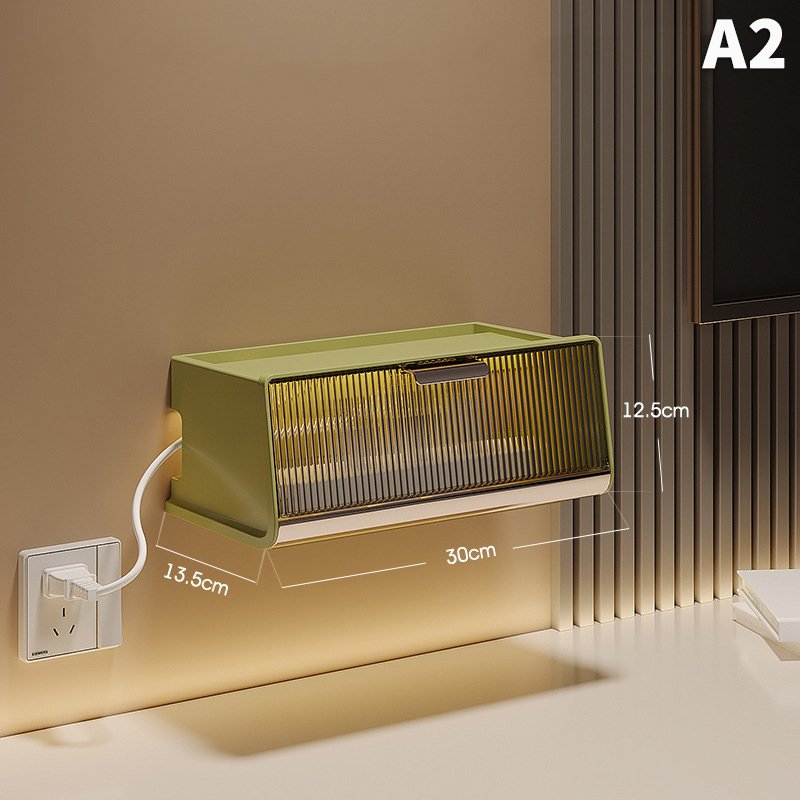 Router Storage Box Shelf Wall Mounted Wifi Organizer Box Punch-Free Socket Box Set-Top Box Organizer Box Living Room Storage: green
