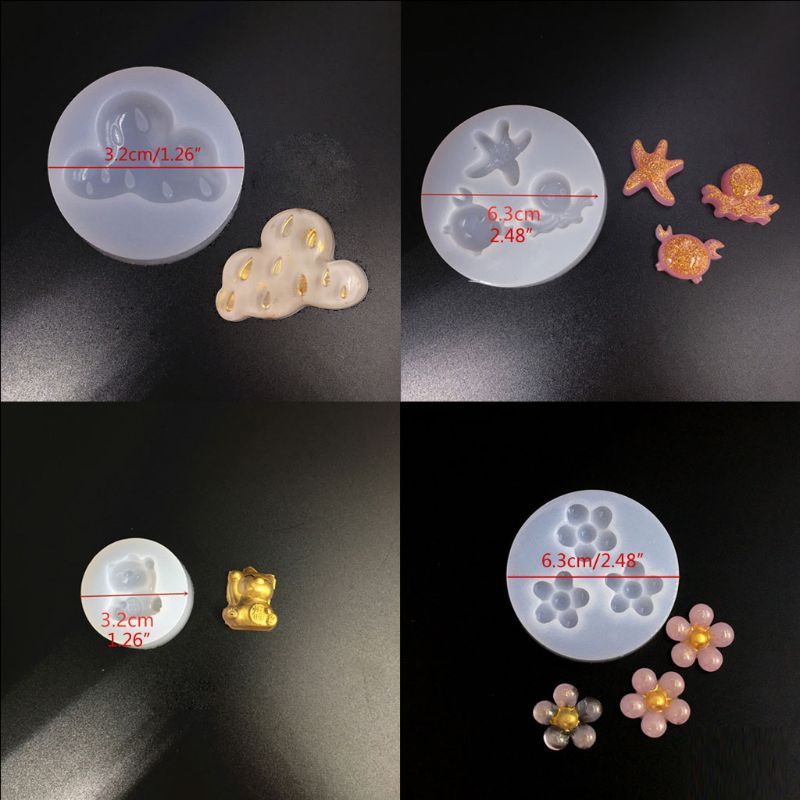 Cute Min Earrings Pendants Silicone Resin Mold Bear Dinosaur Goldfish Shell Flower Resin Casting Mold Jewelry Art Tools