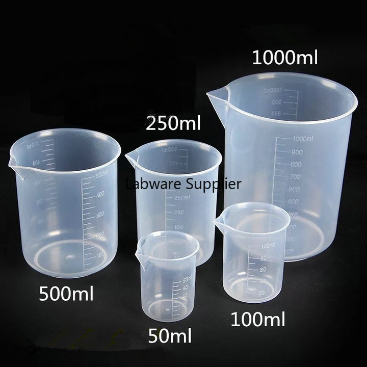 5 stks/set 50 ml/100 ml/250 ml/500 ml/1000 ml Plastic beker met schaal lijn, maatbeker voor Lab of Keuken gebruik