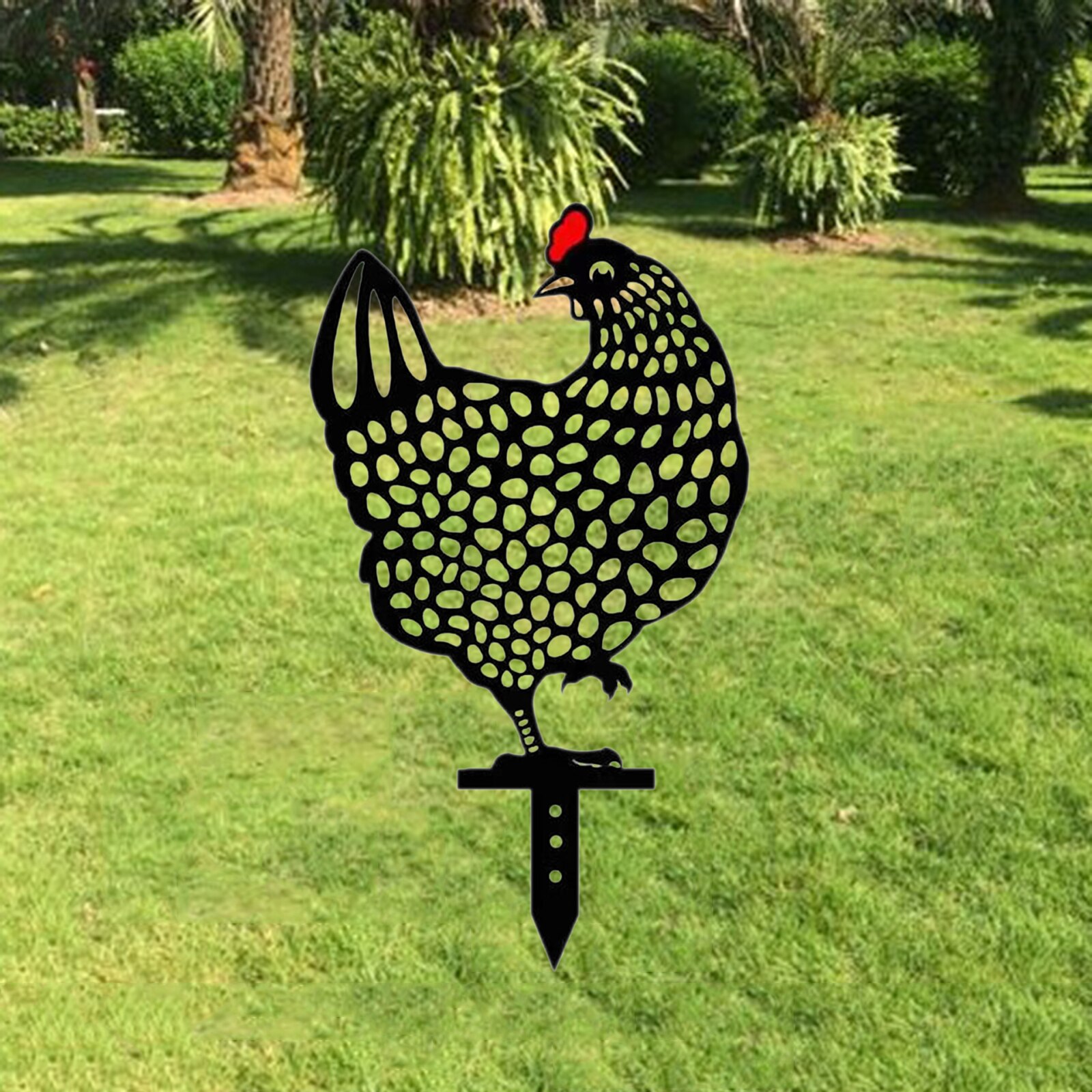 Decoración acrílica de gallo y gallina, decoración artística para césped y jardín, adorno de suelo, decoración hueca con forma de Animal para césped al aire libre