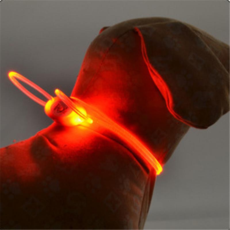 Ledet hundehalsbånd med anti-tabt lysjusterbar kæledyrs sikkerhedskrave vandtæt blinkende lyskrave til hundehvalp om natten: Orange