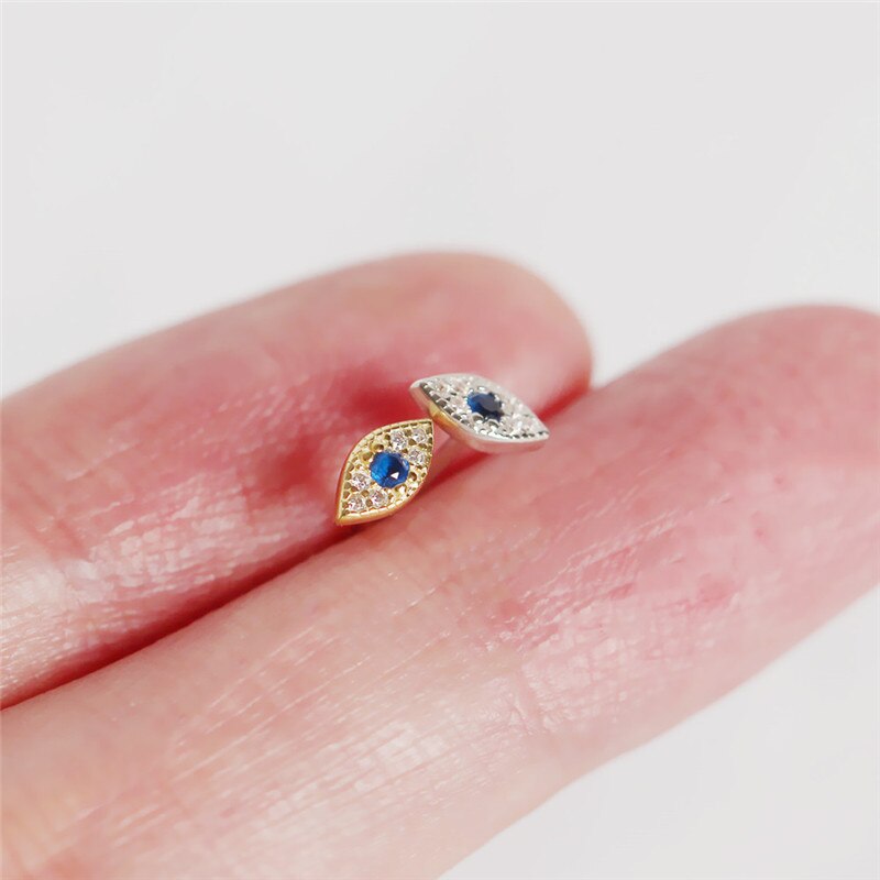 Ying Vahine Bestseller 100% 925 Sterling Zilver Mini Zirkoon Blue Eyes Evil Ogen Kleine Stud Oorbellen Voor Vrouwen