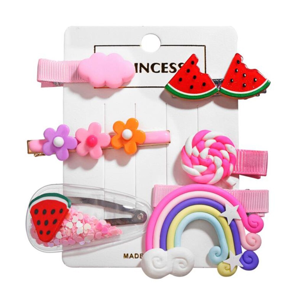 Lovely Baby Girls Hair Pin, Flower Fruit Rainbow Shape Hair Barrettes Non-Slip Candy Color Hairpins