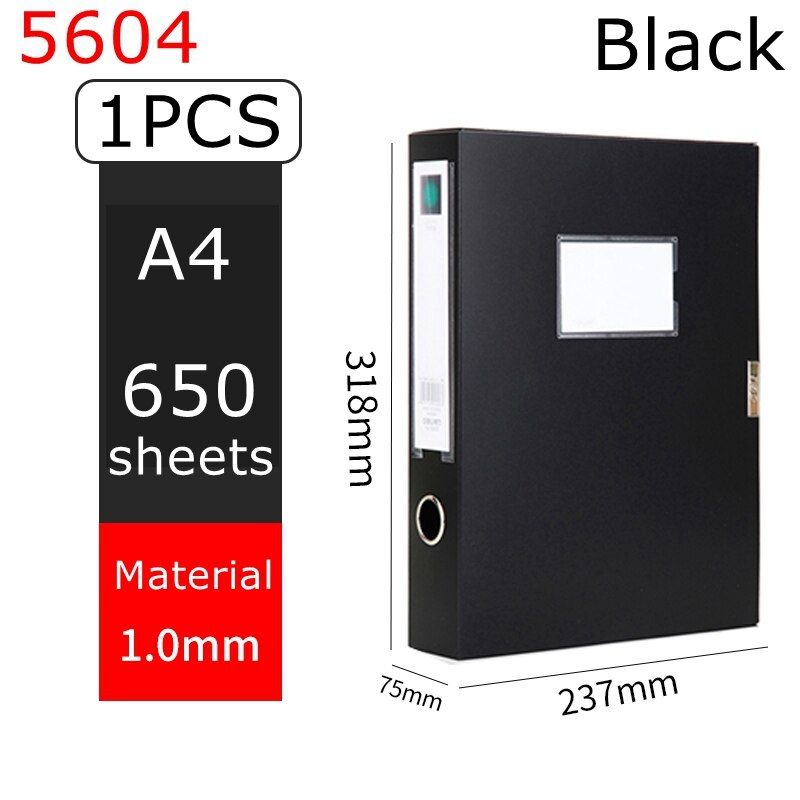 Deli 5603 file box A4 file folder documents storage bag storage box label box: 5604-BLACK