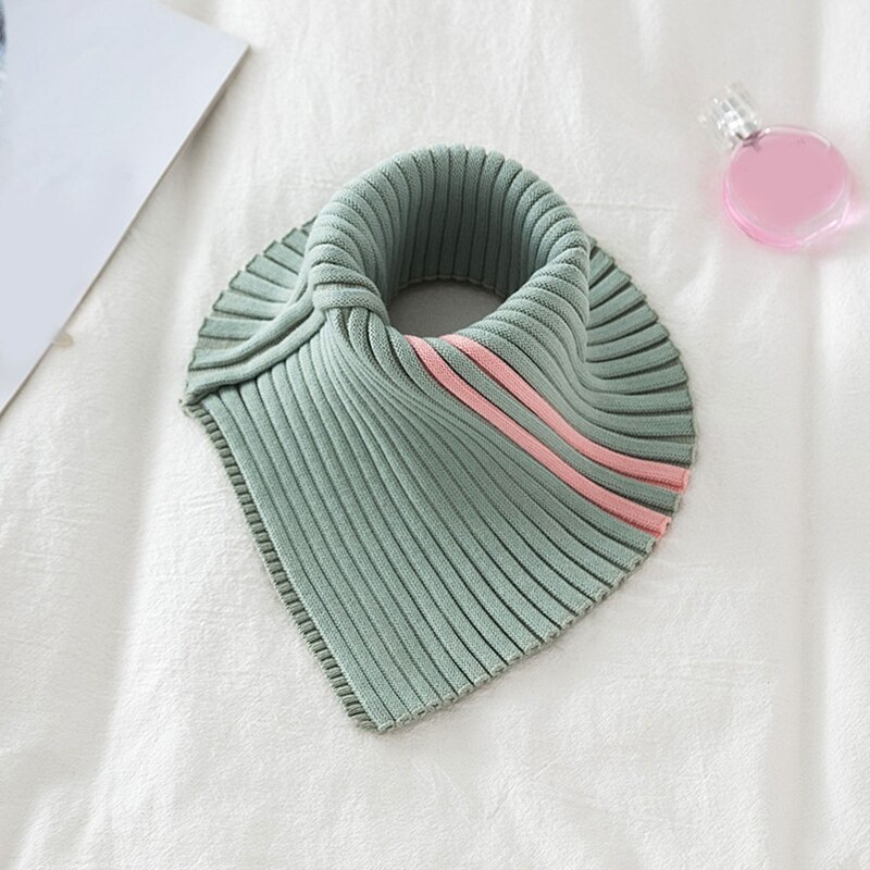 Winter Turtleneck False Collar Knit Striped Detachable Scarf Stretch Neck Warmer