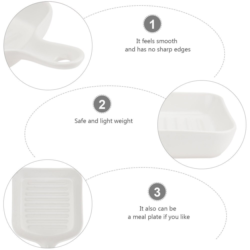 Square Grill Plate Non Stick Coating Resuable Dish Drying Tray Food Transfer with Short Handle (Black)