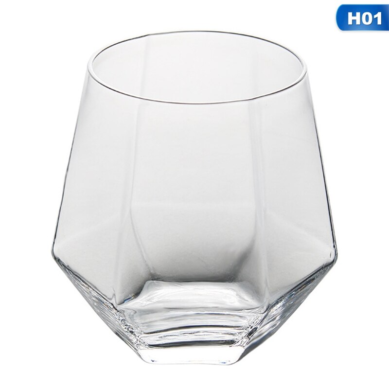 Szkło przezroczyste szklanka diamentowa sześciokątna Whisky koktajl kufel robić piwa gospodarstwa domowego antypoślizgowa szklana filiżanka wody robić mleka kawy: 01