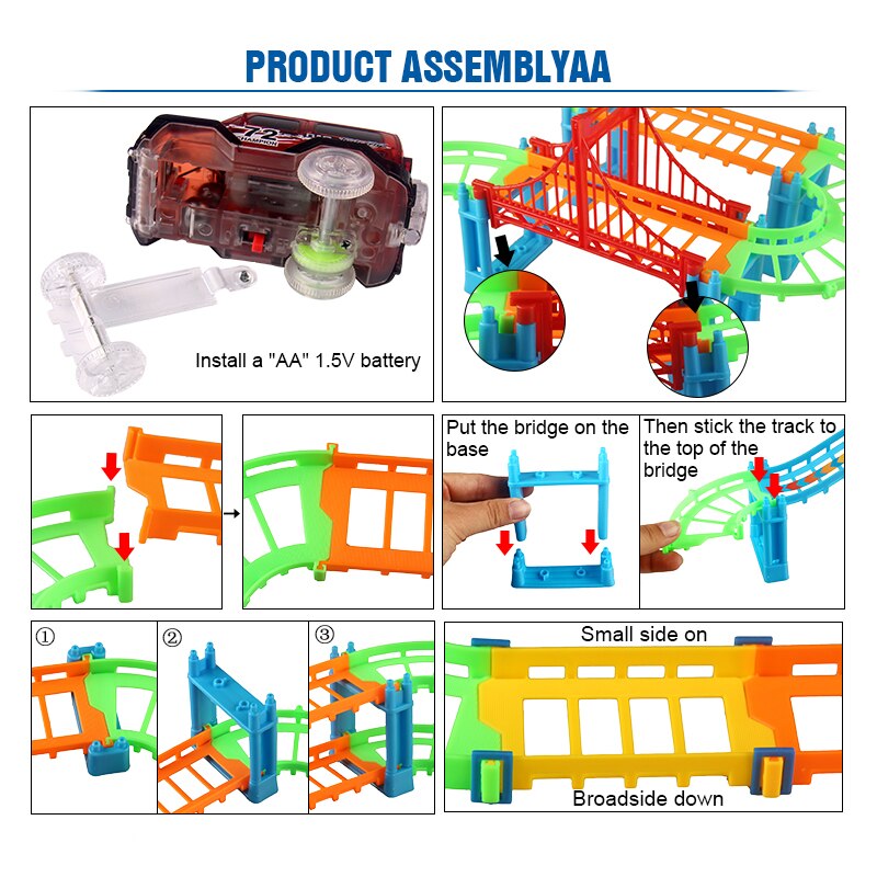 DIY Verscheidenheid 3D Gloeiende Track cars brug/Tunnel voor jongens factory racing track vergadering gratis combinatie van kinderen speelgoed FSWOB