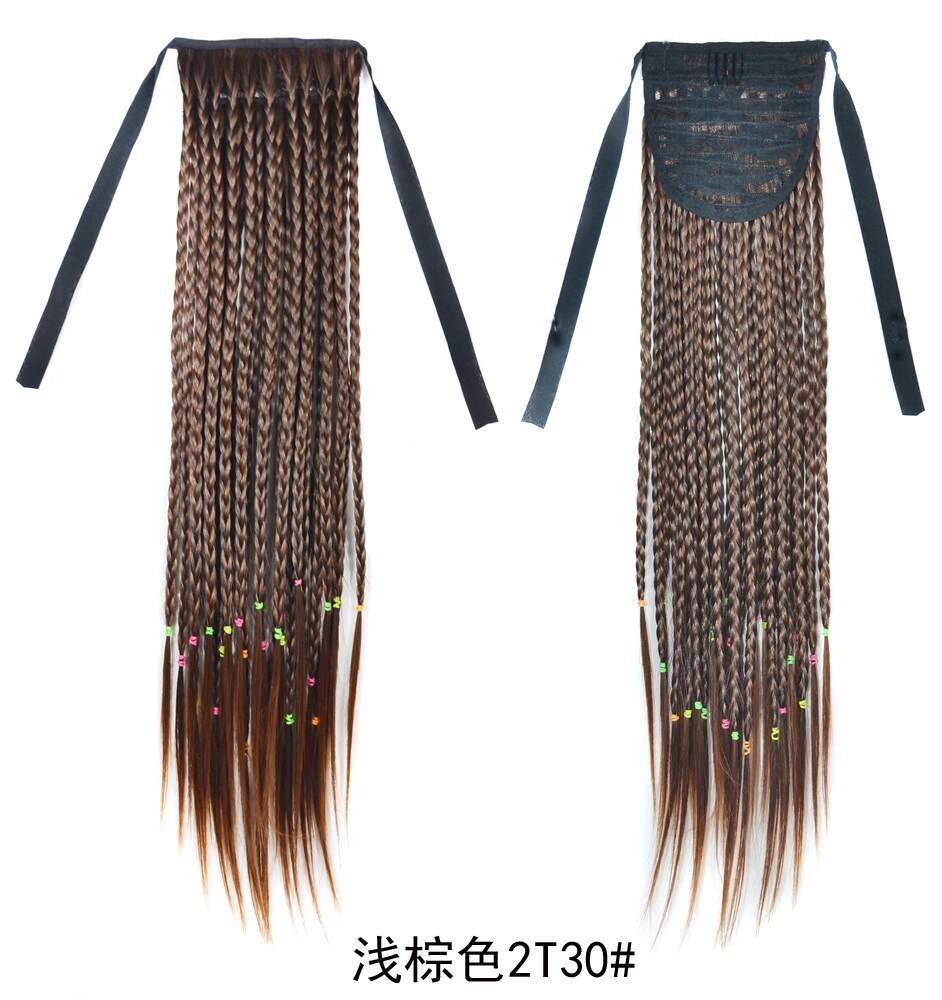 ZM hand made ombre braiding hair pony tail black and brown hair pieces for women braid ponytail extension