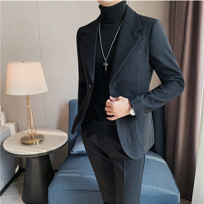 2022 Men Suit Brand Men&#39;s Blazer Luxury Wool Thick Men Classic Business Suits Jacket Male Luxurious Slim Blazers S-3XL