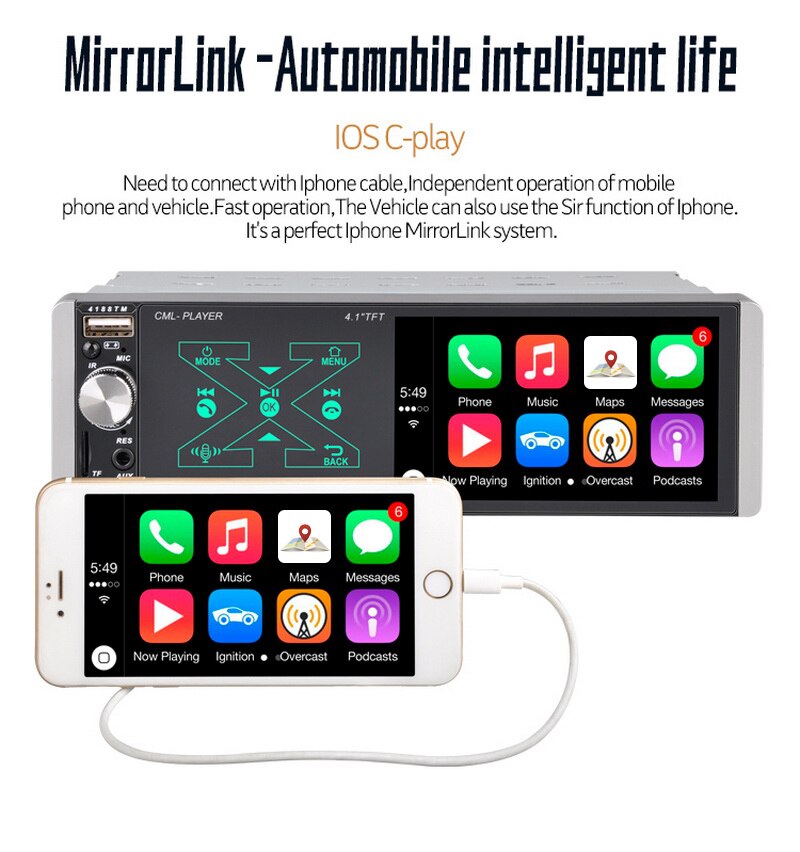 Smart AI Voice Capacitive Screen Player USB DVR Artificial Intelligence Bluetooth Dual Channel Single Lngot MP5 4.1 Inches