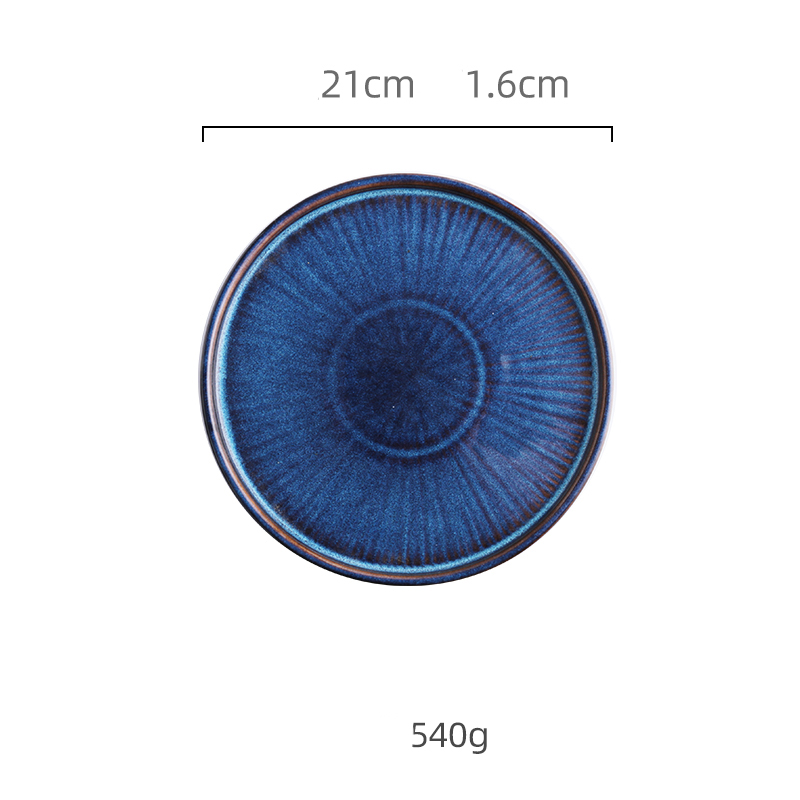 Blue Color Ceramic Tableware Home Flat Plate Deep Steak Dish Breakfast Dinner Plate Big Bowl Dinnerware Set Dish SetDinnerware: 8inch Round Plate