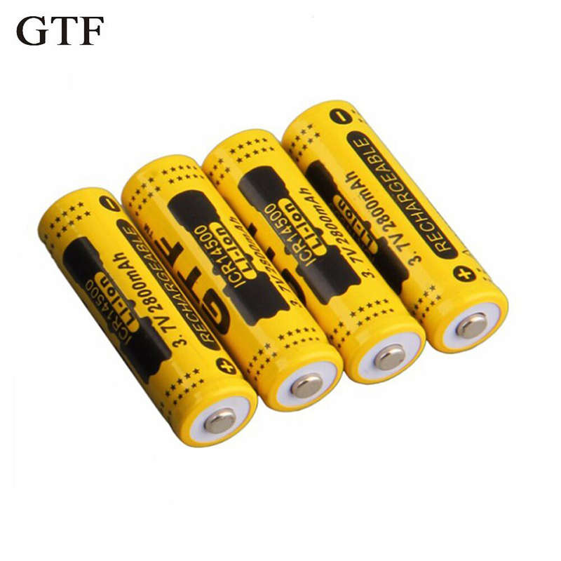 GTF 14500 3.7V 2800mAh Rechargeable Li-ion Battery for LED Flashlight ...