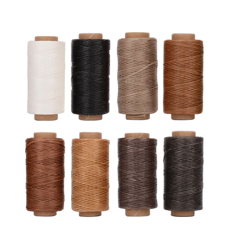 Kit de herramientas de costura de cuero, hilo encerado, tijeras de punzón de cobre para bricolaje, Zapatero de cuero, bolsas, reparación de costuras: 50m Thread A