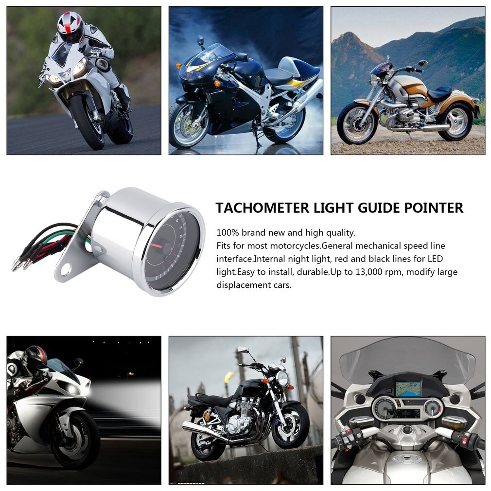 Universal Motorcycle Motorbike Backlight LED 12V Tachometer Speedometer Tacho Gauge Dropping
