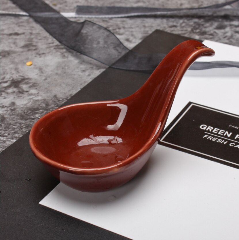2Pcs Ceramic Spoon Tableware Soy Sauce Dish Home Sauce Mini Spoon Spoons Cuttlefish Balls Placed On A Saucer Tableware: 5