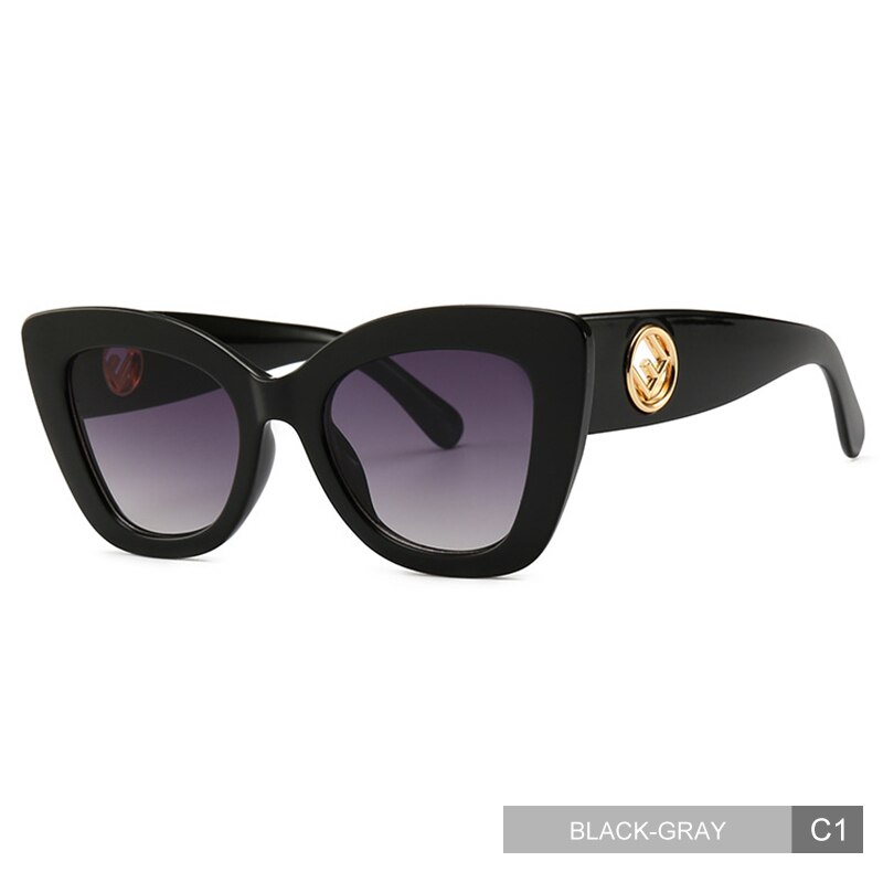 Madeliny cat eye solbriller kvinder vintage klassisk cateye solbriller gradient brand retro briller  uv400 ma056: C1 sortgrå
