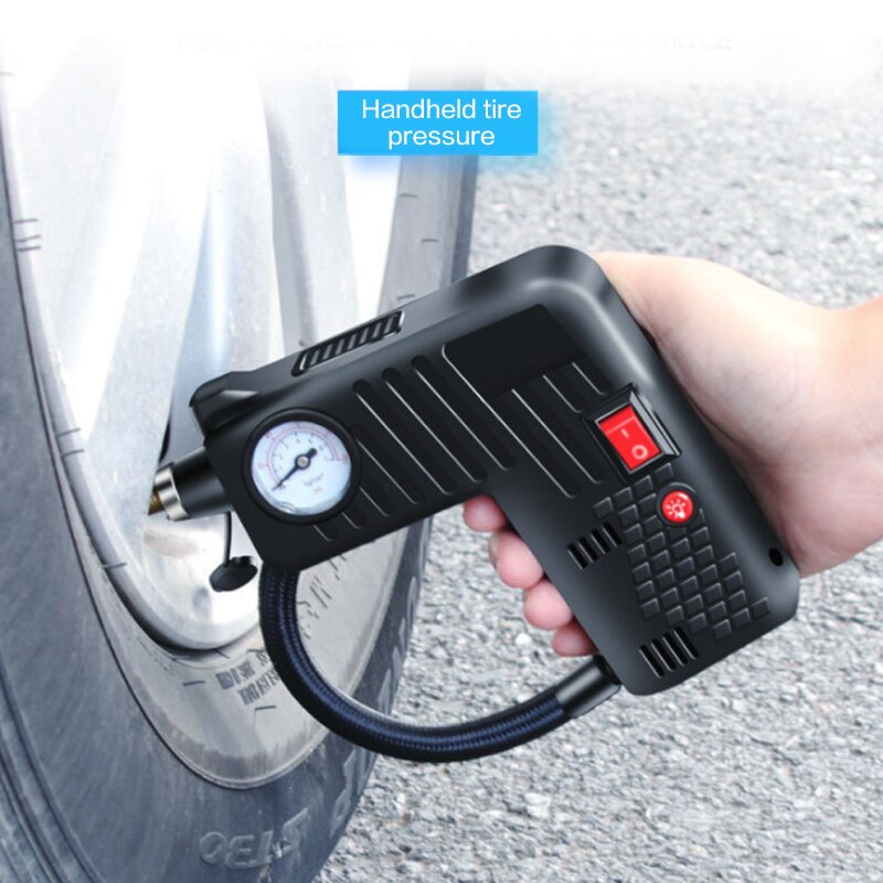 DC 12V Electric Portable Air Compressor Pump Small Tire Inflator 100 PSI Tyre Pressure Monitor 19 Cylinders for Car Motor Bike