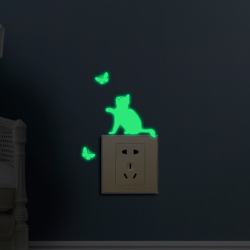 Luminous Wallpaper Cartoon Switch Wall Sticker Kid Room Decoration Glow In The Dark Cat Fluorescent Fairy Stars Wall Sticker: 04 Luminous