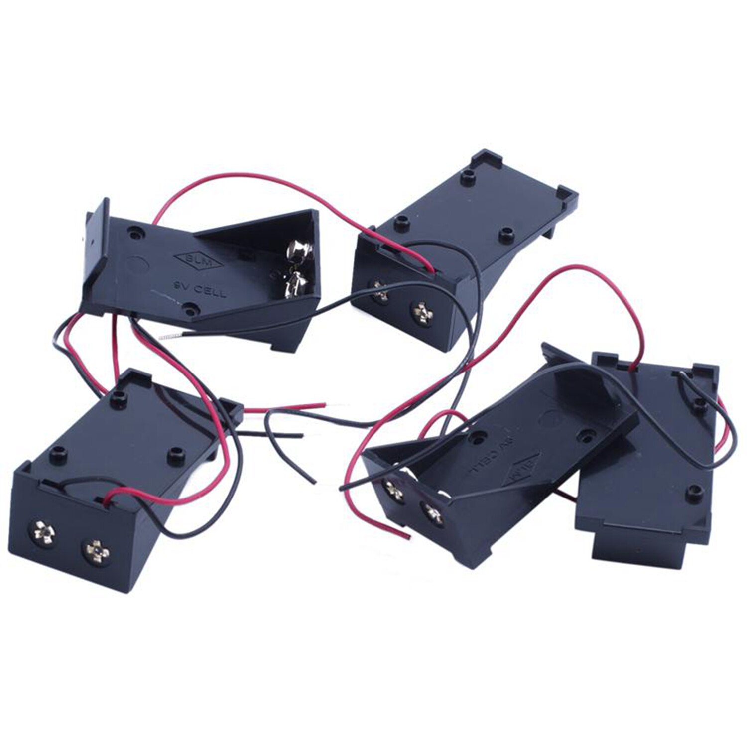 FFYY-5 stukken twee plastic behuizing met kabel 9 V batterijen ondersteunt opslag case covers