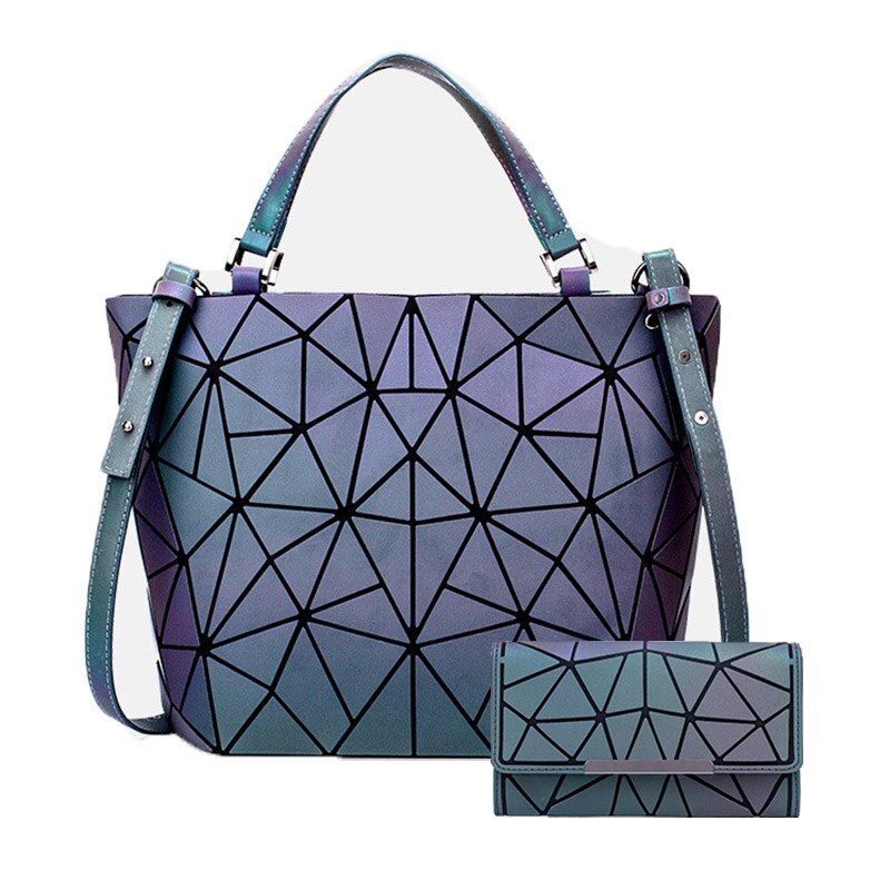 Mode Vrouwen Handtassen Tas Set Crossbody Tassen Voor Vrouwen Geometrische Lichtgevende Schoudertas Vrouwelijke Handtas En Portemonnee Draagtas: Handbag Wallet