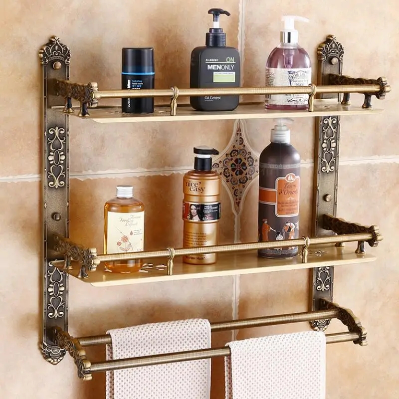 Tuqiu Bad Zubehör Antike Bronze Geschnitzte Aluminium Bad Hardware Handtuch Rack, Papier halter Wc Pinsel Halter, haken