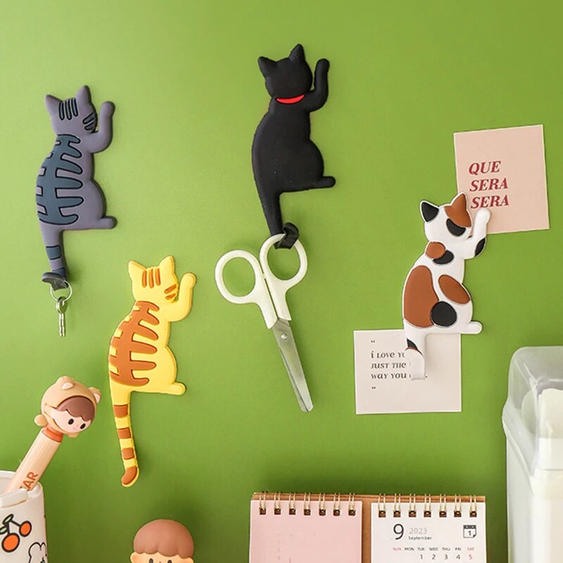 Kühlschrank-Magnethaken im süßen Katzen, Kawaii-Kühlschrankaufkleber, stanzfreier Magnethaken, magnetischer Aufbewahrungshaken