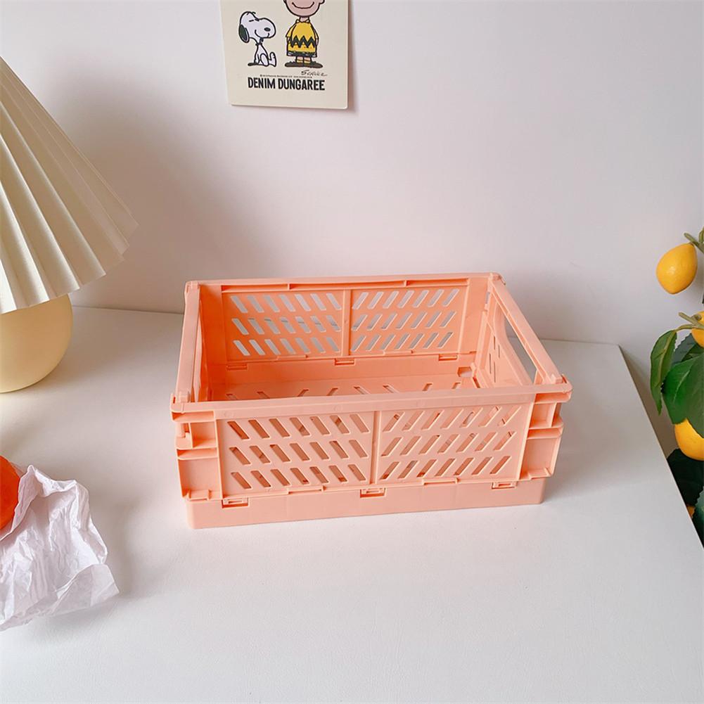 24.8x16.5x9.7cm Collapsible Crate Plastic Folding Storage Box Basket Utility Cosmetic Container Desktop Holder Home Use