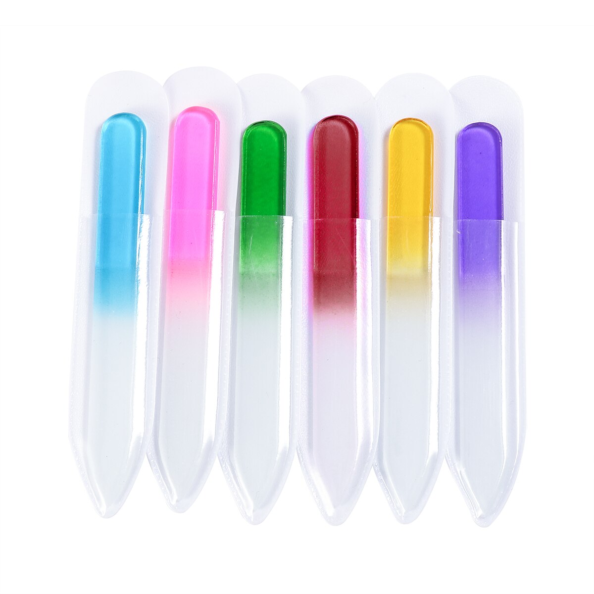 6 Stks/set 9Cm Glas Nagelvijl Willekeurige Kleur Crystal Polijsten Bestand Nail Art Manicure File Voor Vrouwen Meisje Make up Tool