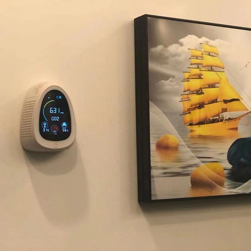 2 In 1 Carbon Dioxide Meter 5000 Ppm Detector Sensor Smoke Alarm Air Analyzer Temperature Humidity Monitor