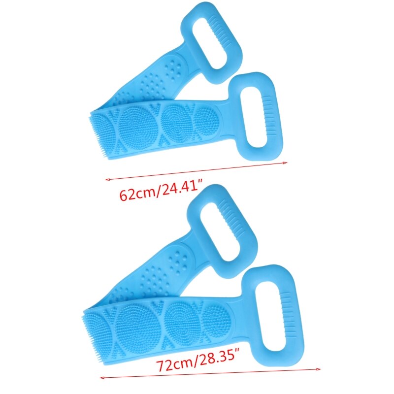 Frotador de espalda de silicona toalla cepillo corporal para baño cinturón de masaje de doble cara Correa Q1QD