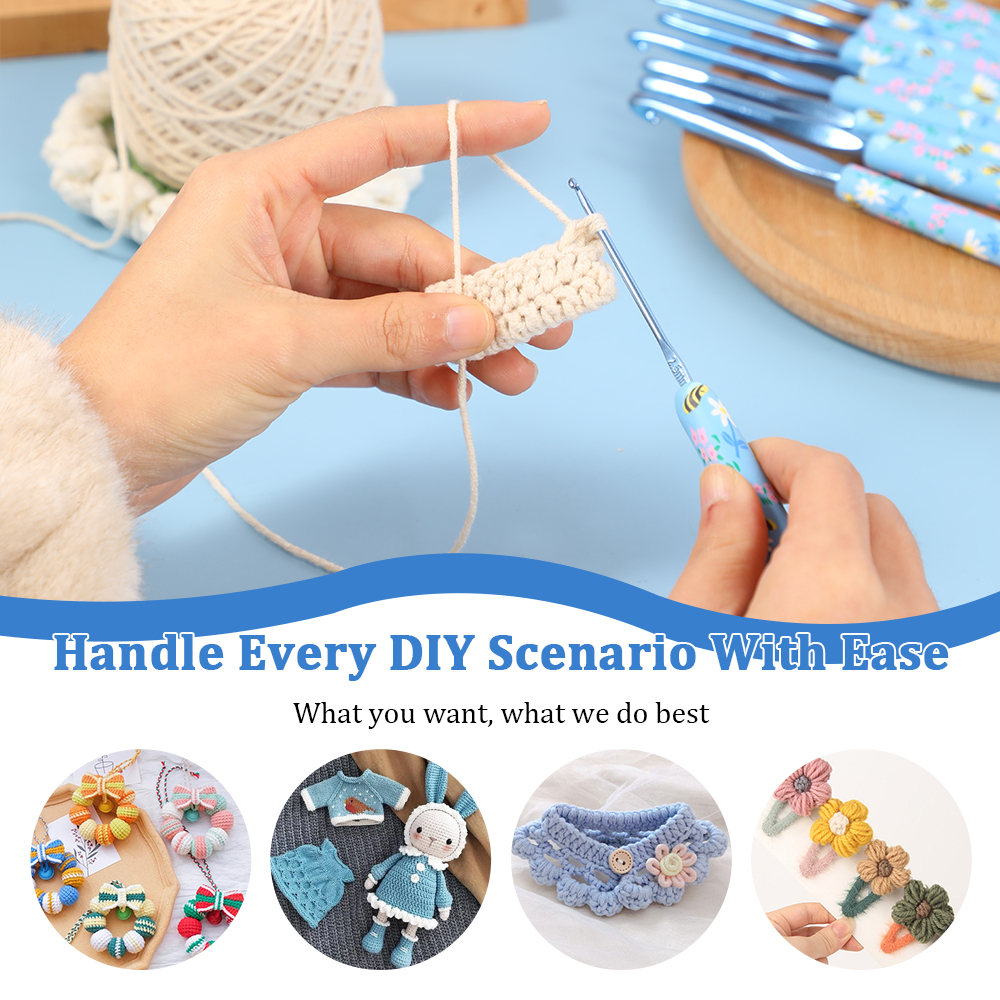 1 Stück/2,0–10,0 mm kleine Biene bedruckte Häkelnadeln, Häkelnadeln für Anfänger und Stricken, Häkelgarn, DIY-Bastelbedarf