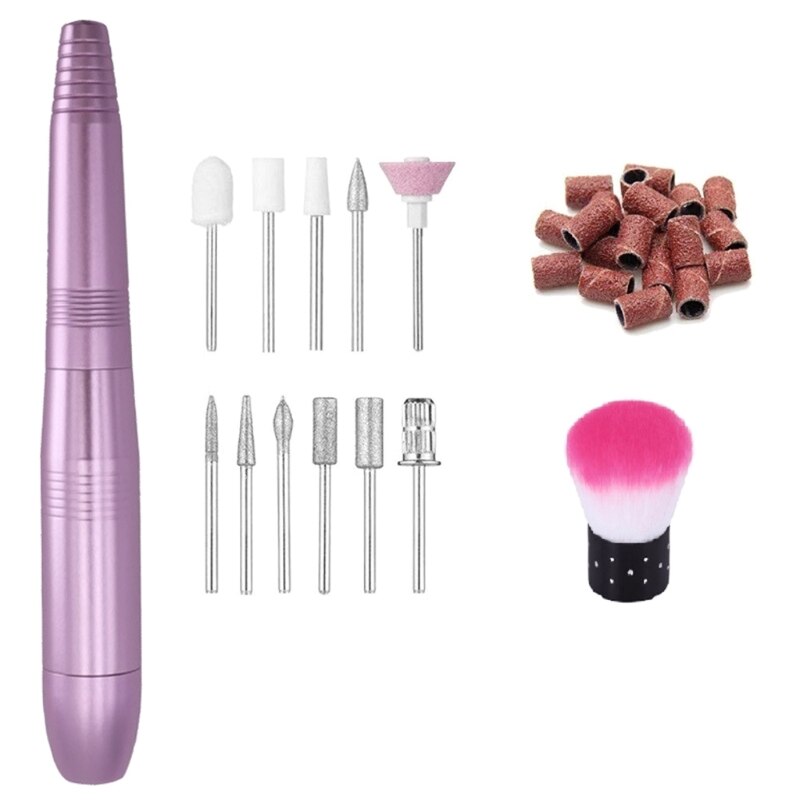 Professionele Vinger Teen Nagelverzorging Elektrische Nagels Boor Usb Machine Manicure Pedicure Kit Met Schuurbanden: Roze