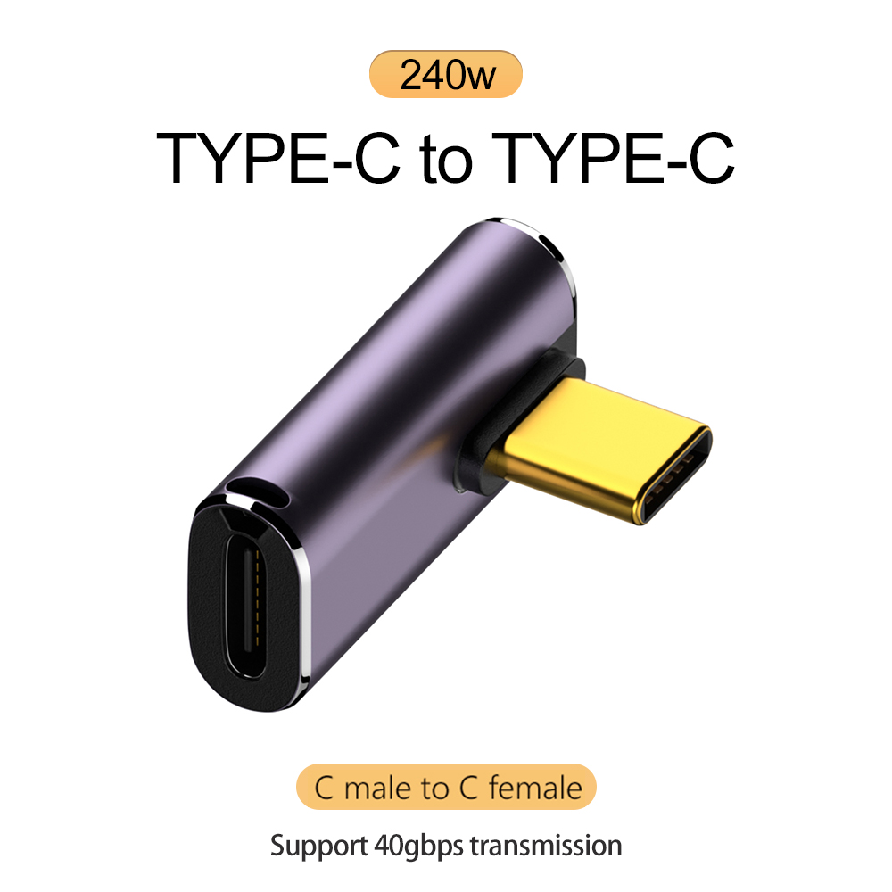 NNBILI 240W 5A Typ-C OTG Adapter Schnelllade-Datenkonverter USB4.0 40Gbps Unterstützung 8K@60Hz USB C 90/180 Grad Winkeladapter: Beige