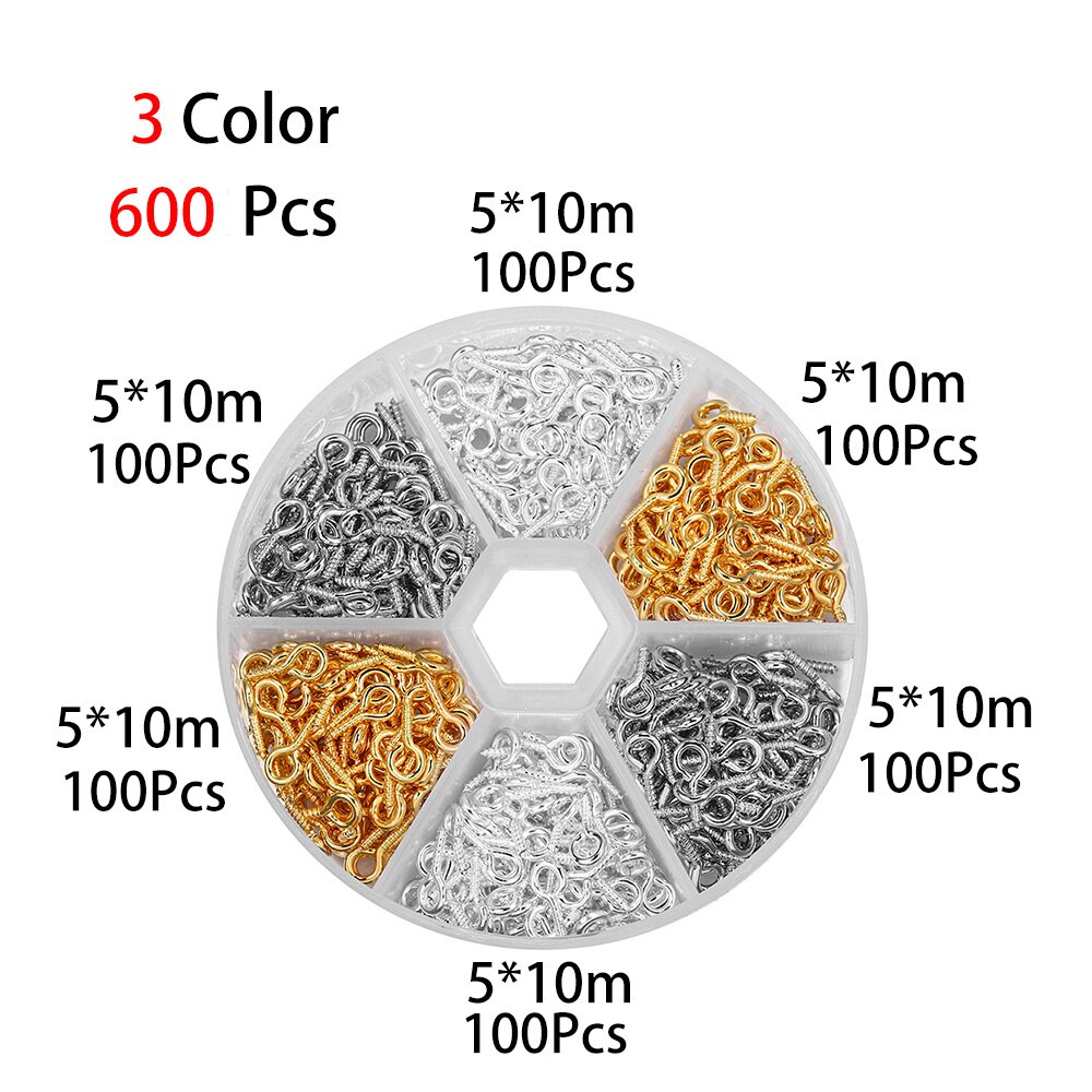 600-900 Stuks Gemengde Kleur Kleine Tiny Mini Eye Pins Eyepins Haken Oogjes Sieraden Maken Kits Diy Sieraden Vinden supplies Set: 3 Color4