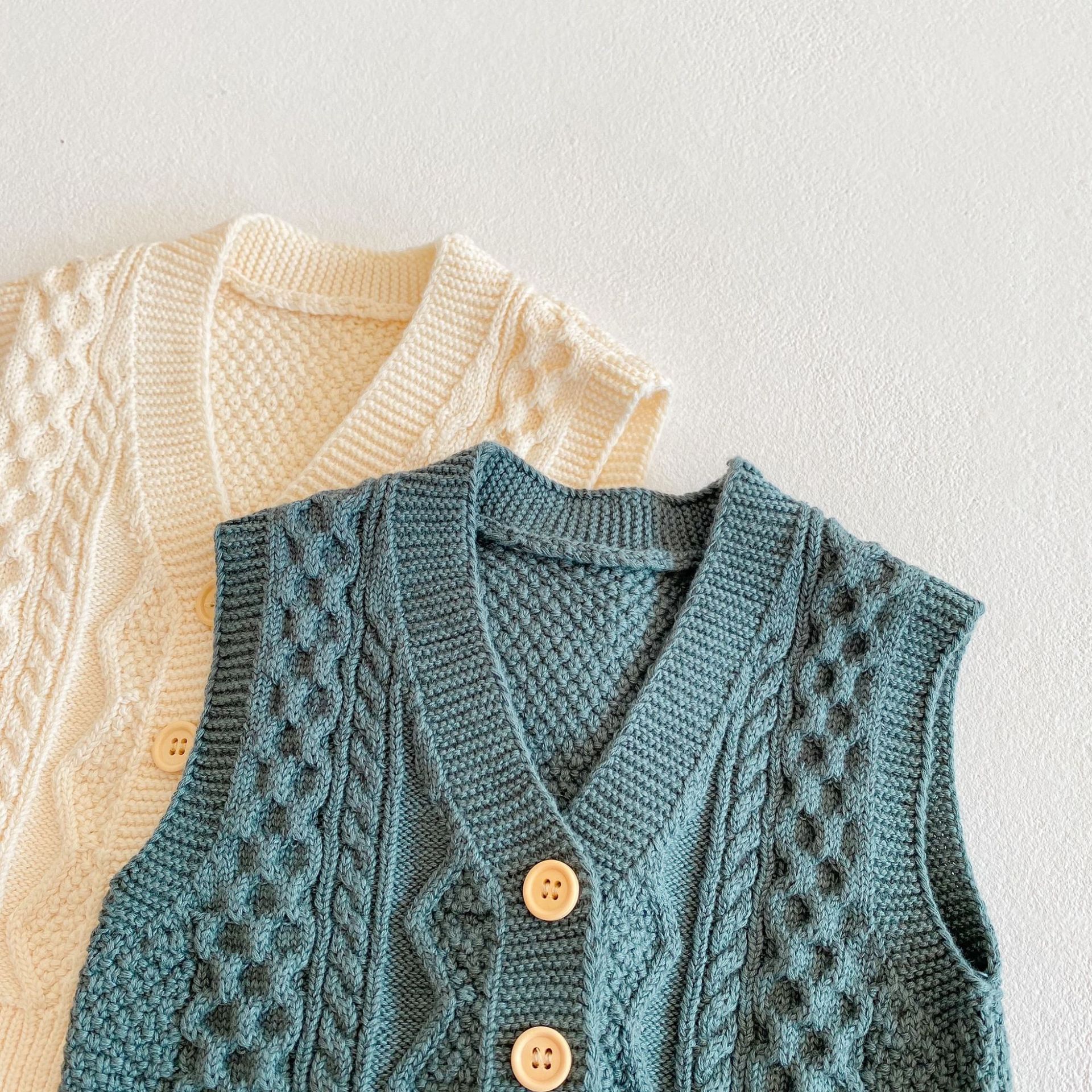 Pull sans manches en tricot pour bébé fille et garçon, Cardigan à simple boutonnage, manteau en coton pour enfants, veste tricotée,