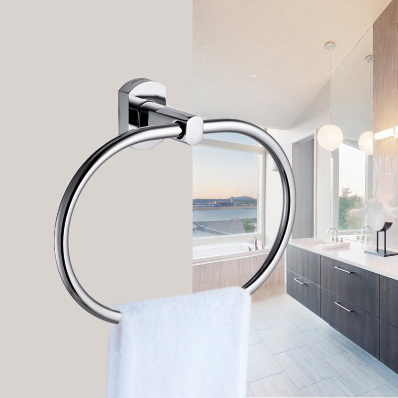 Anneau de serviette forme ronde support de gant de toilette mural cintre en alliage de Zinc accessoires de salle de bain Chrome barre de serviette de bain