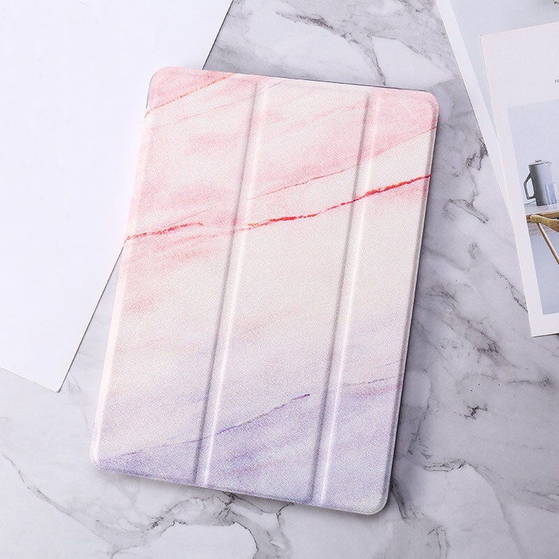 Coque magnétique imprimée en marbre, étui intelligent avec support pour iPad Pro Air 1 Mini 2 3 4 5 11 10.5 9.7 10.2 7e 8e: Pink / For iPad Air 1 Air 2