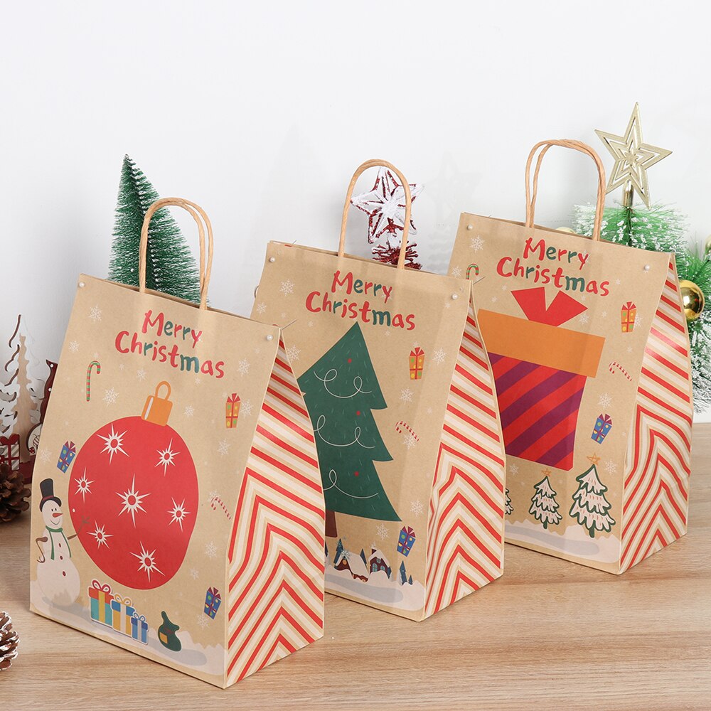 12 Stuks Kraftpapier Verpakking Geschenkdozen Kerst Goodie Bags Diy Scratch Schilderen Doodling Bags Papieren Xmas Bag