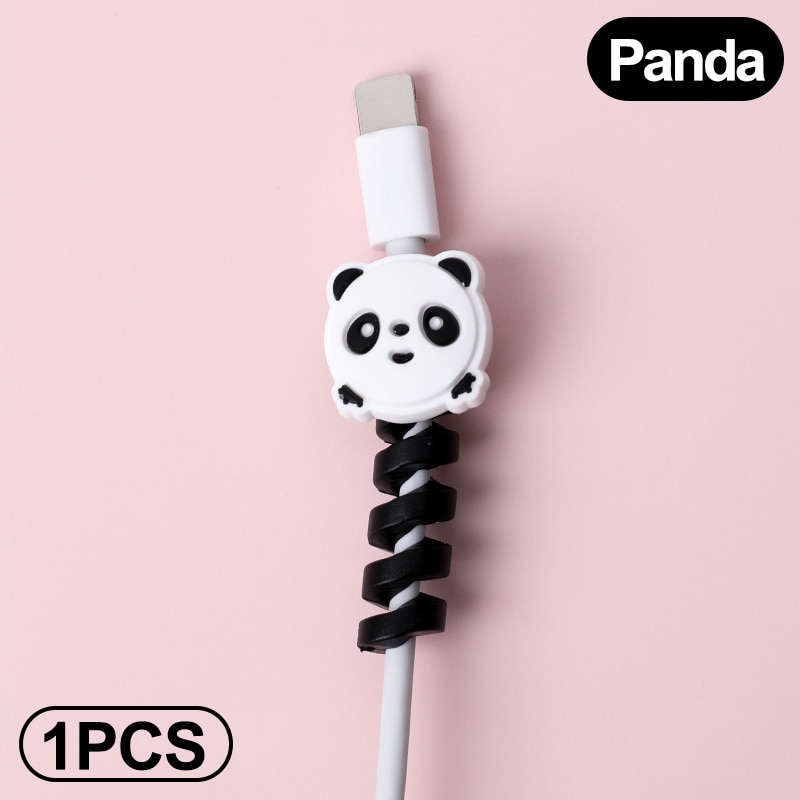 Ladekabelbeskytter til telefoner kabelholder binder kabeloptræksklips til mus usb oplader ledningshåndtering kabelorganisator: A 1 stk-panda