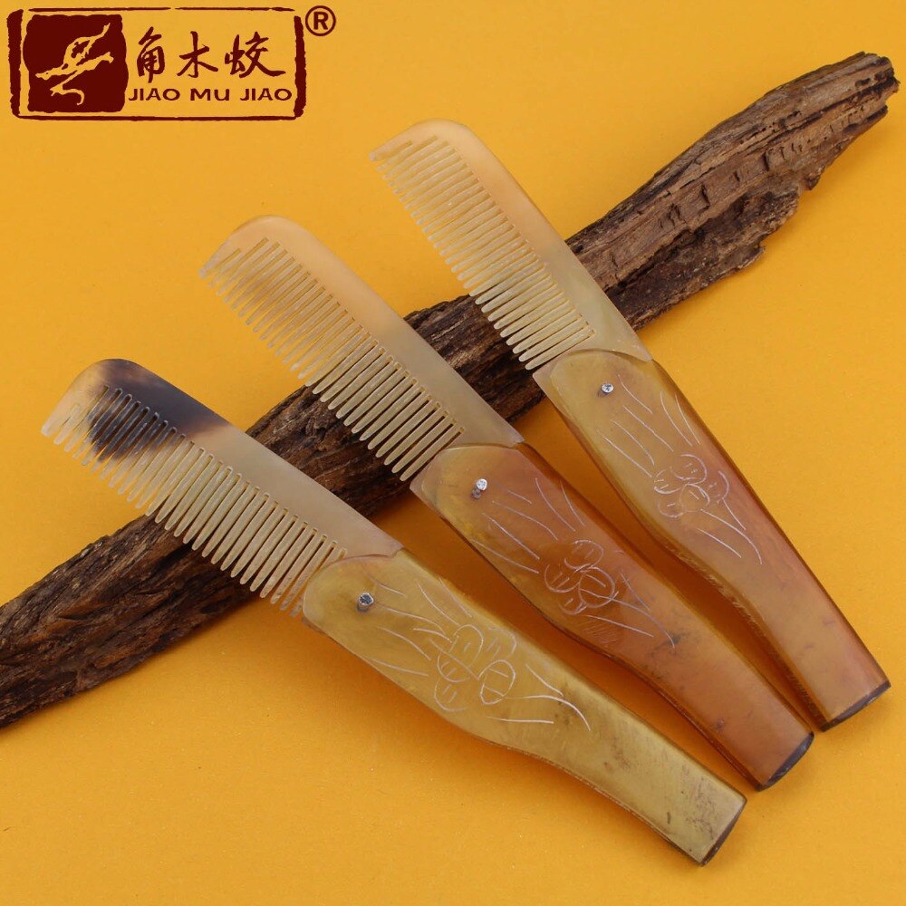 Peigne en corne de HQ, véritable peigne de poche, pliable, antistatique, antipelliculaire, pour massage de santé,