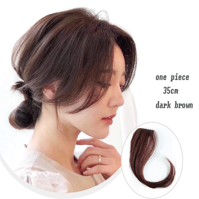 synthetic Bangs clip on Front Hair Side Fringe Hair Synthetic Hair Bangs Hairpiece Long Bangs Extensions for Women 25-35cm: 35-2-33-1