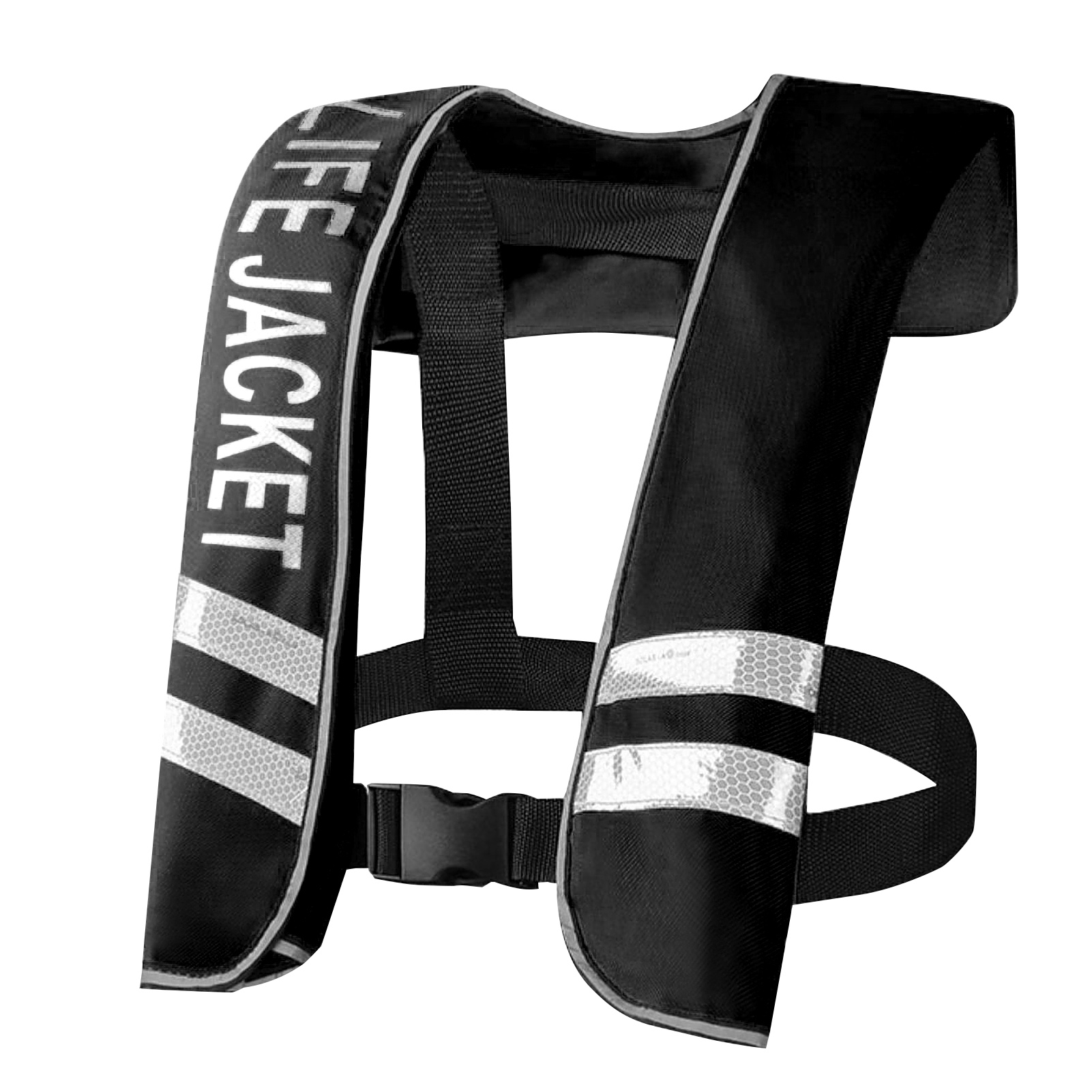 Inflatable Adults Life Jacket Adult Life Vest Safety Float Suit for Water Sports Kayaking Fishing Surfing Canoeing Jacket: Manual Black