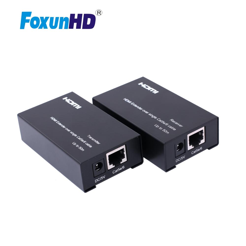 Foxun 50m estensore HDMI su Singolo gatto5e 1080p supporto EDID HDMI estensore per Sistema casa Teatro