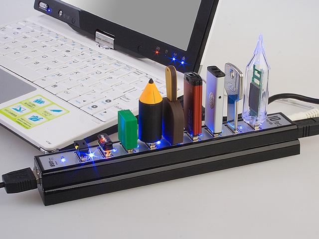 Usb-hub 2.0 10- poorts hoge snelheid 480 mbps usb 2.0- hub multi-usb-splitters met eu/vs-stroomadapter voor pc, laptop en notebookcomputer