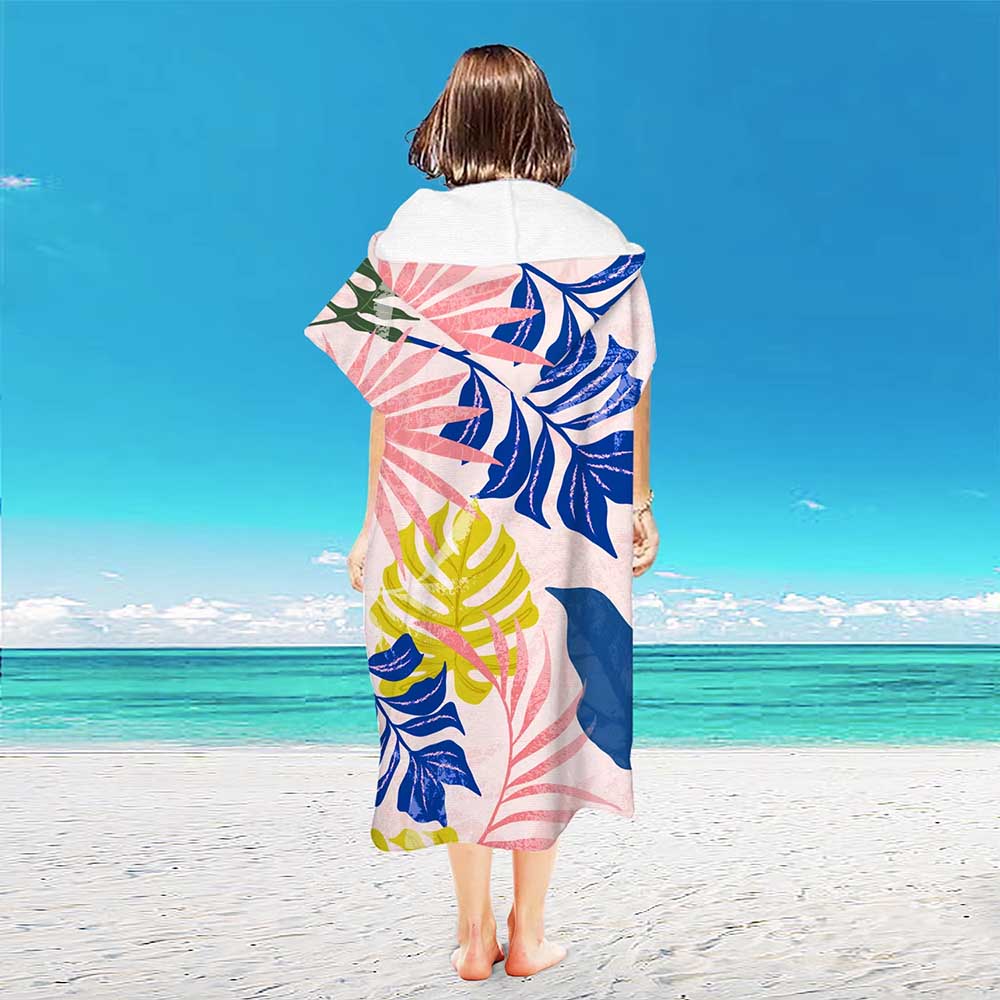 Surfponcho, waterabsorberende capuchon, microvezel strandlaken, badhanddoek, zwemhanddoek, wetsuit poncho voor volwassenen: Zilver