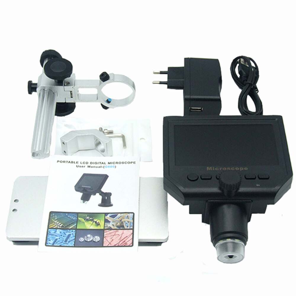 Digital Microscope 1-600X Continuous Magnification 4.3 Inches HD OLED Display 3.6 MP CCD With Built-in Chargable Lithium Battery