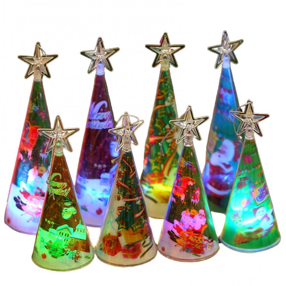 Xmas Kleurverandering Lichtgevende Kerstboom Lamp Led Lichtgevende Mini Kleurrijke Kerstboom Opknoping Hanger Xmas Ornamenten Decor