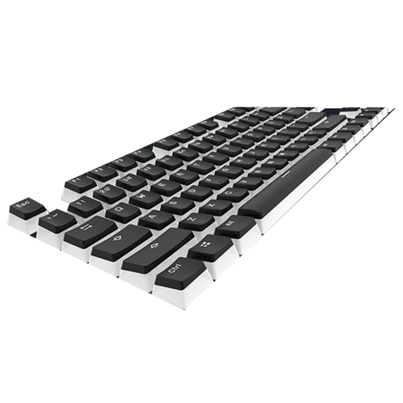 1Set Double Shot PBT Keycap 104 Keys Pudding Backlight Keycaps OEM Profile for RGB Mechanical Keyboard Black and White