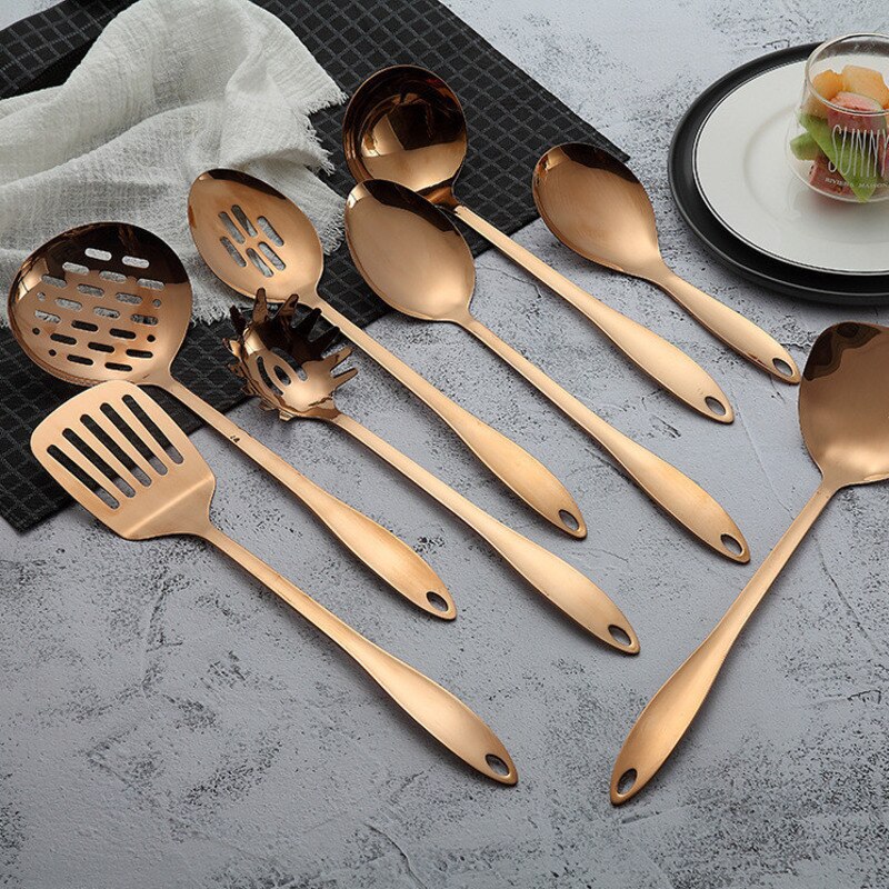 1pc titanpläterade rostfritt stål matlagningssked spade kökssats hem kök kök matlagning verktygssats cocina utensilios
